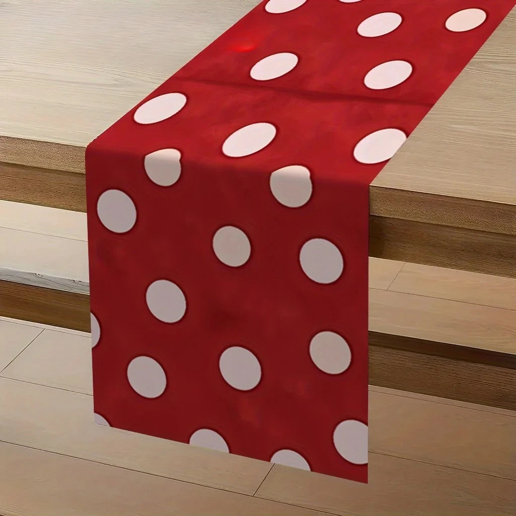 Polka Dot Stripe Retro Table Runner, Washable, Versatile for Family Dinners & Parties Table Runner
