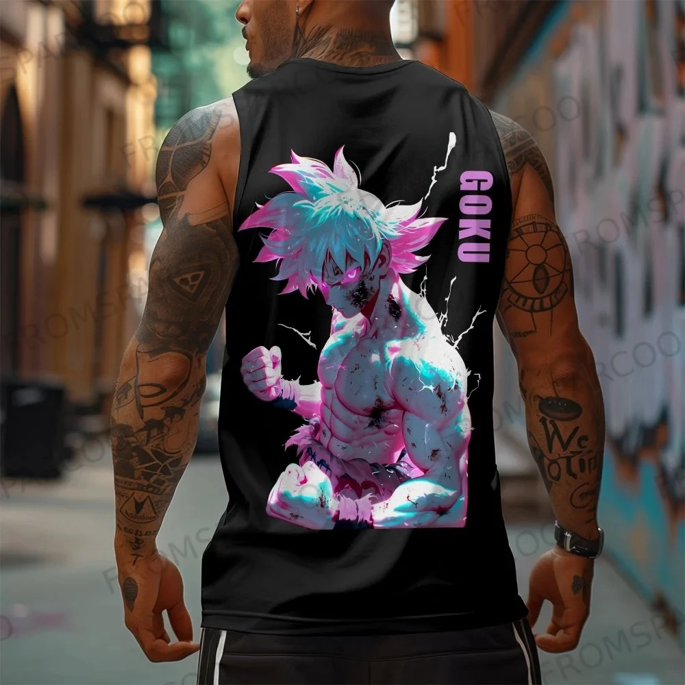 

Dragon Ball Anime GOKU Peripheral Printed Tank Top for Men's Sports and Leisure, Loose Summer Fashion, Pure Cotton Tank Top