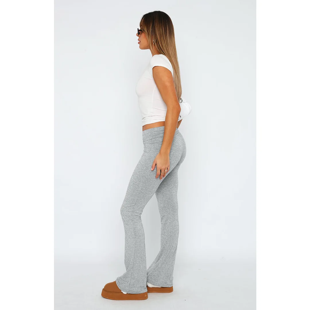 Pantalones acampanados de cintura baja para mujer, pantalones acampanados informales, ajustados y cómodos, de Color sólido, otoño, 2024