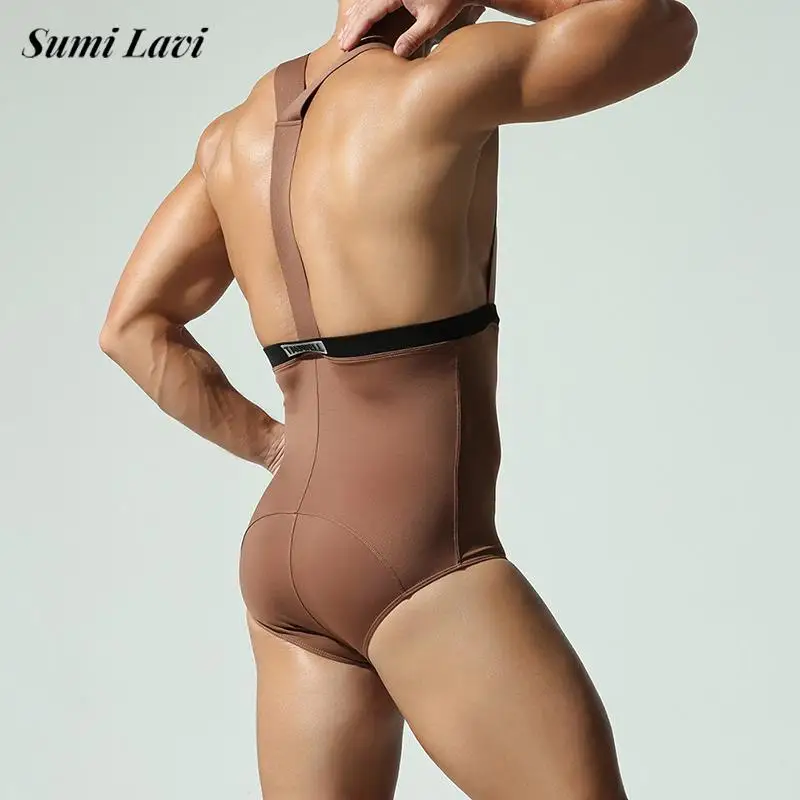 Sports Casual Mens Sleeveless Jumpsuit Spring Summer Fashion Contrast Color Shorts Bodycon Men Bodysuits Leisure Straps Playsuit