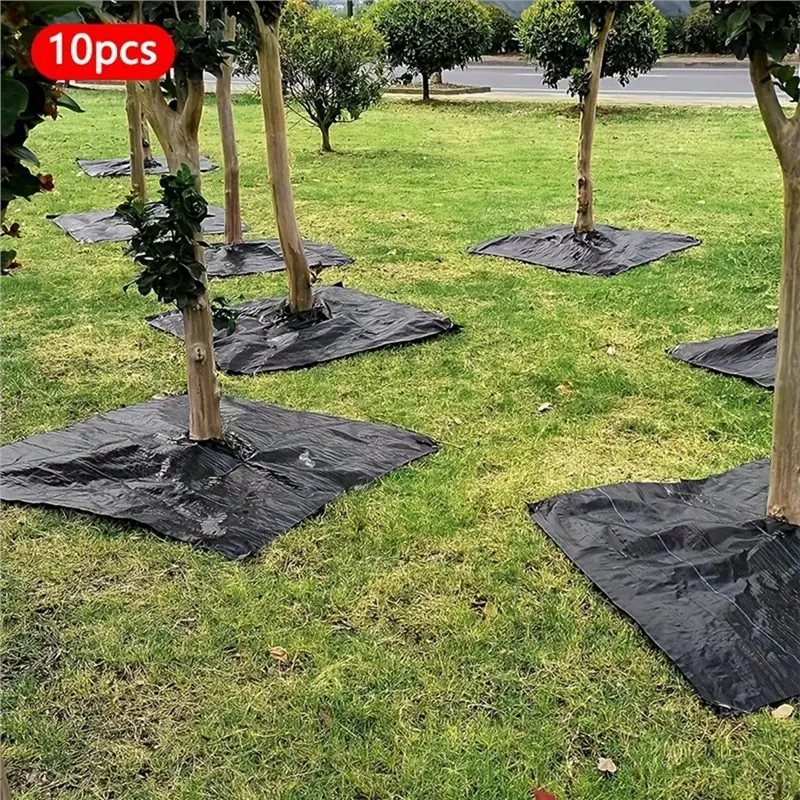 HOUSEHOLD GOODSBiodegradable Tree Mat And Grassland Plastic Film 10 Reusable Tree Weeding Moisturizing Hoods Tree Weed Barrier