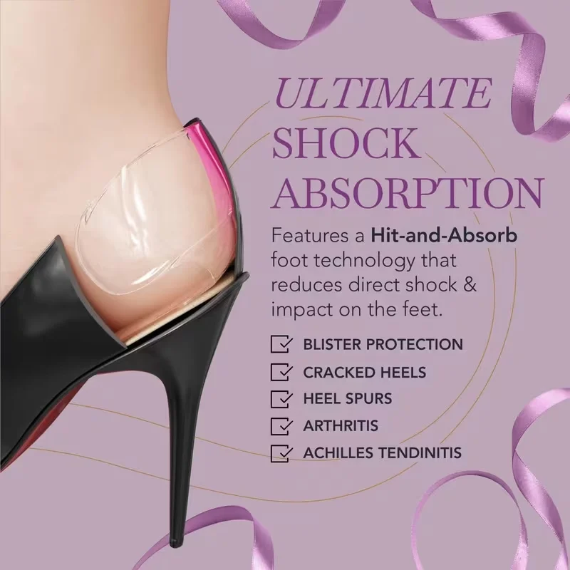 Silicone Heel Pads, Shock-Absorbing Heel Pads for Relieving Heel Pain, Plantar Fasciitis, and Preventing Blisters, Suitable for Both Men and Women