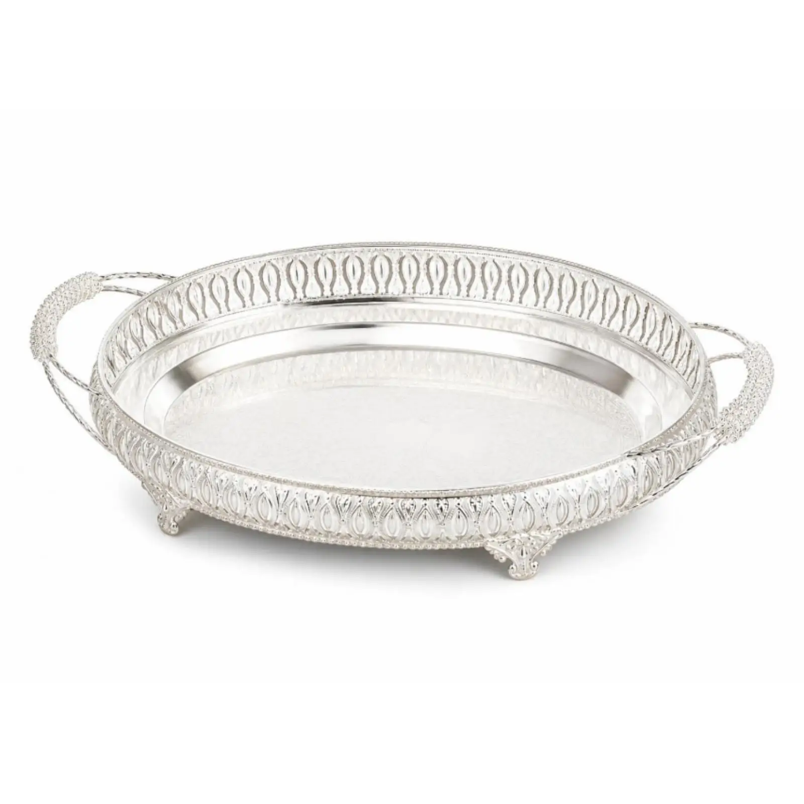 Industrial Tray Elliptical Openwork Metal Tray Vintage Decorative Tray for Organizing Perfumes and Jewelry