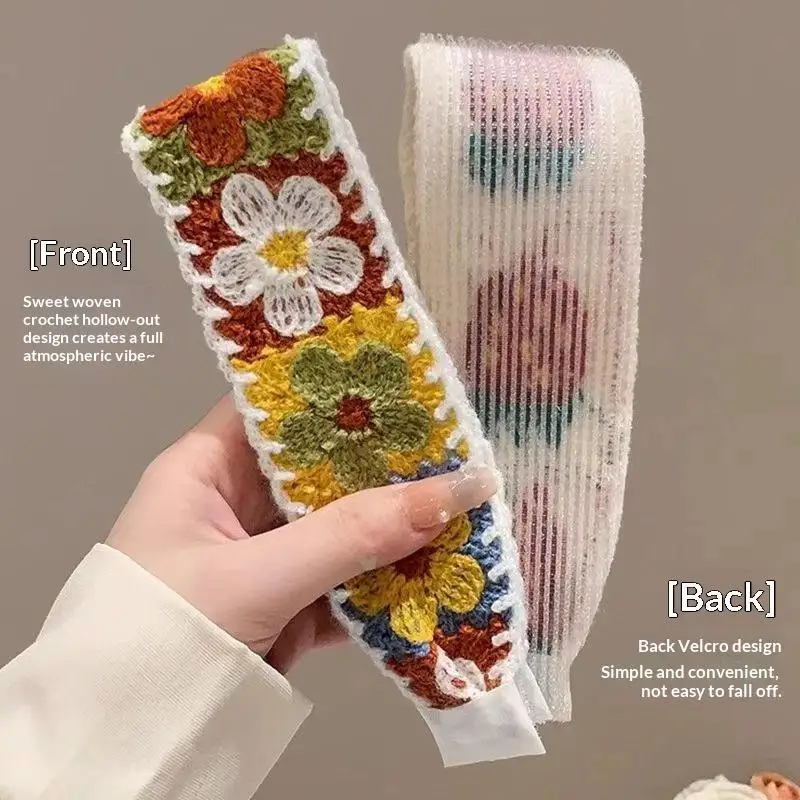 1 Stück Sommer Süßes Mädchen Magisches Haarband mit Aufdruck, Haarsticker, Kopfschmuck, Süßes Blumenmuster, Gestrickter Pony-Sticker, Haarband – Detail 9