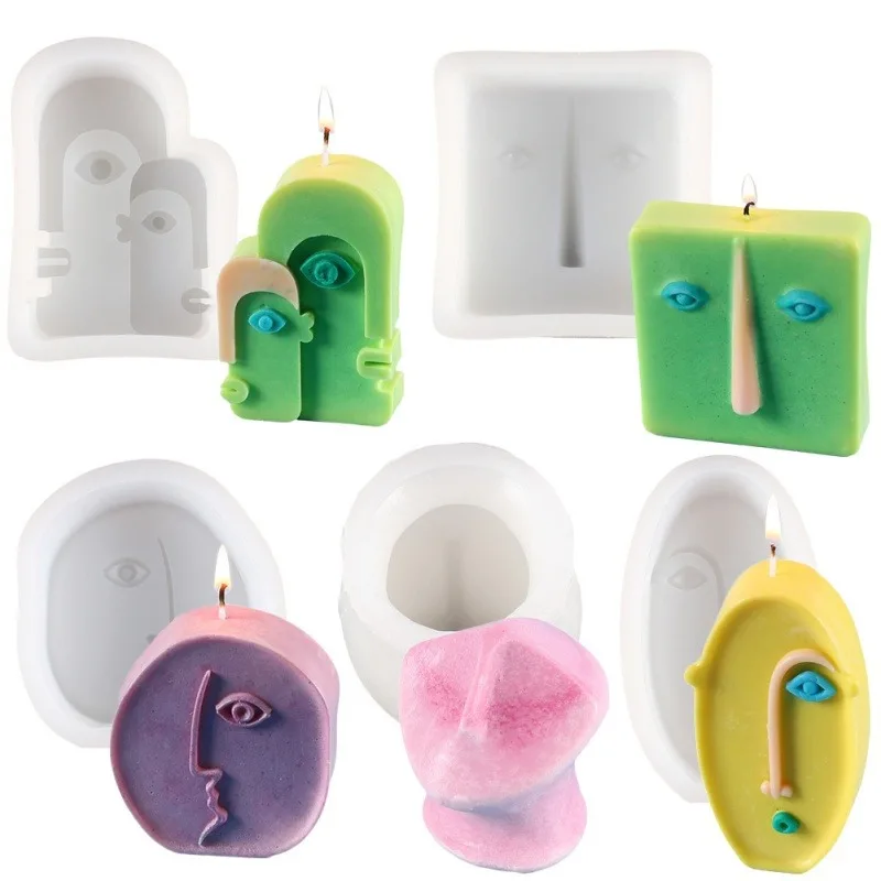 DIY Abstract Face Silicone Mold 3D Art Face Candle Mold Aromatherapy Soap Home Decoration Candle birthday gift Production tools