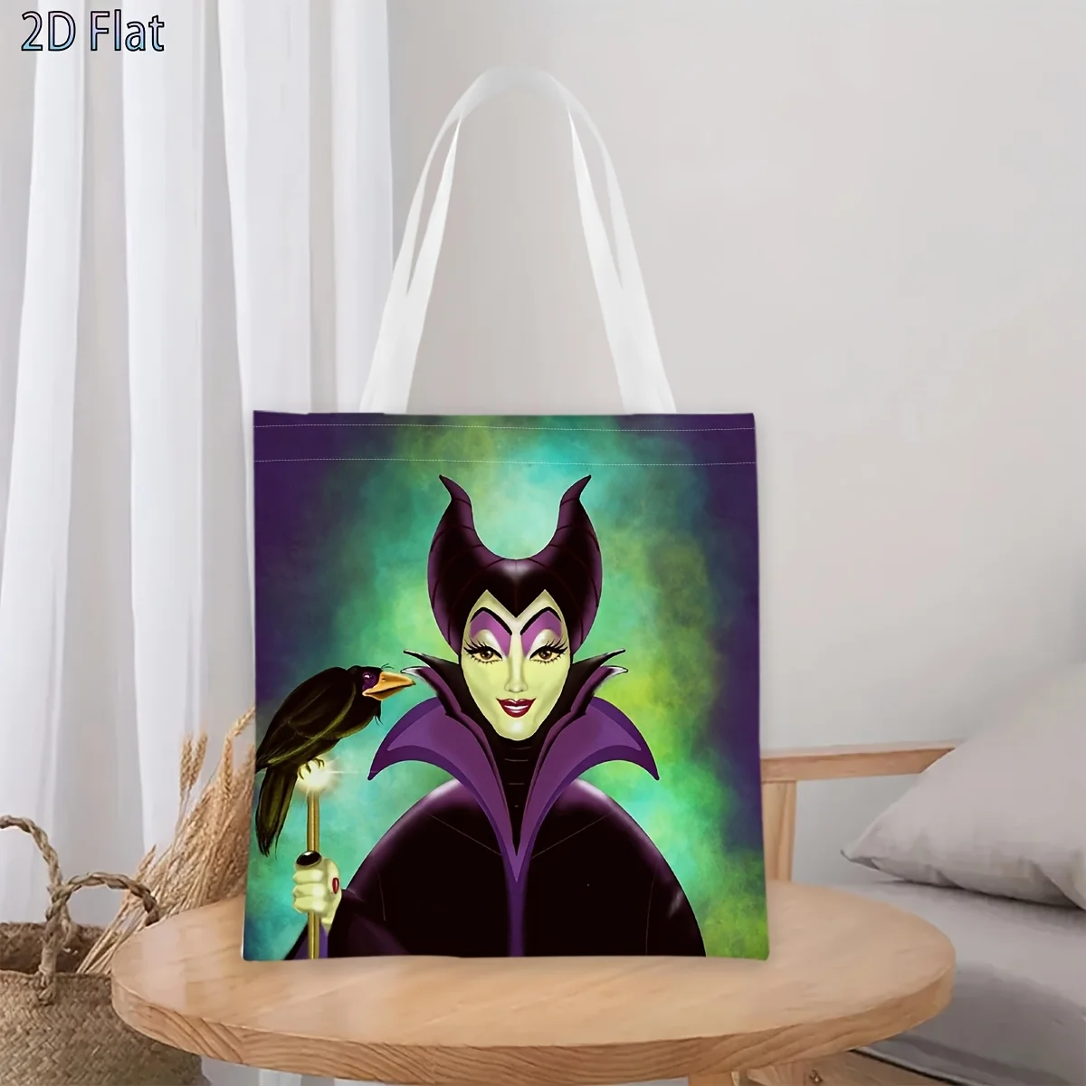 1 bolso de compras gótico Maleficent Raven, adecuado para uso diario, escuela, viajes, un regalo elegante y oscuro para los fanáticos de los villanos de Disney.