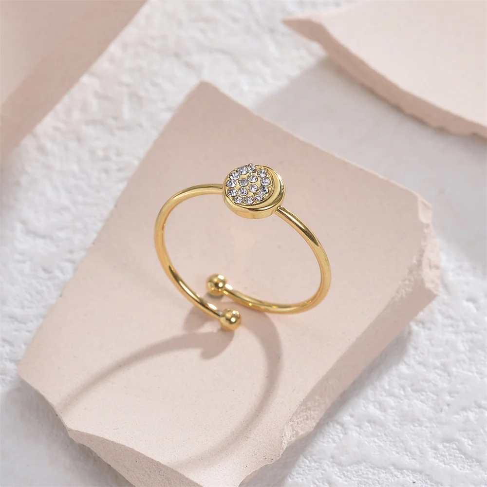 Edelstahl-Nischen-Design, einfacher runder Öffnungsring, luxuriöser Trend, hochwertiger Ring für den täglichen Damenschmuck. – Detail 4