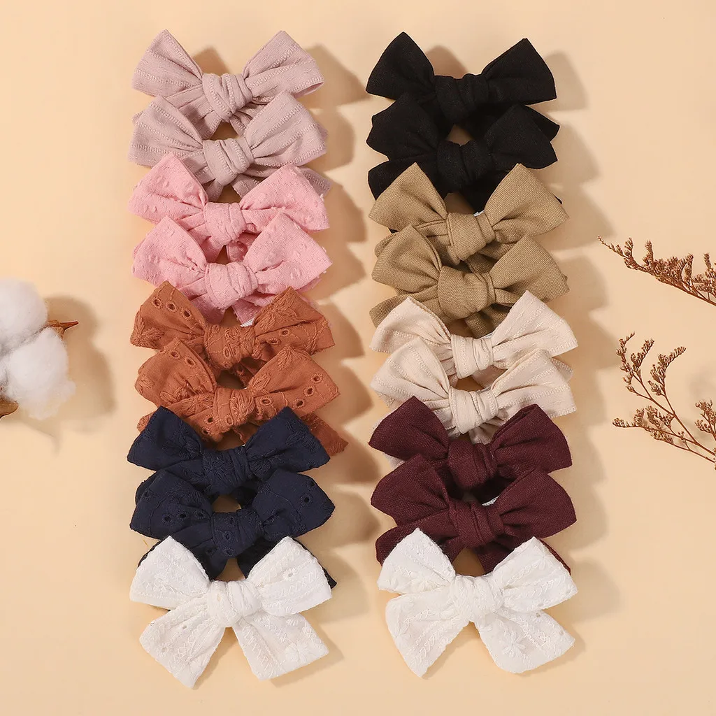 

18 шт., разные цвета, хлопковая заколка для волос с бантом, банты для волос, однотонная заколка для волос с челкой для девочек, повседневные детские аксессуары для волос