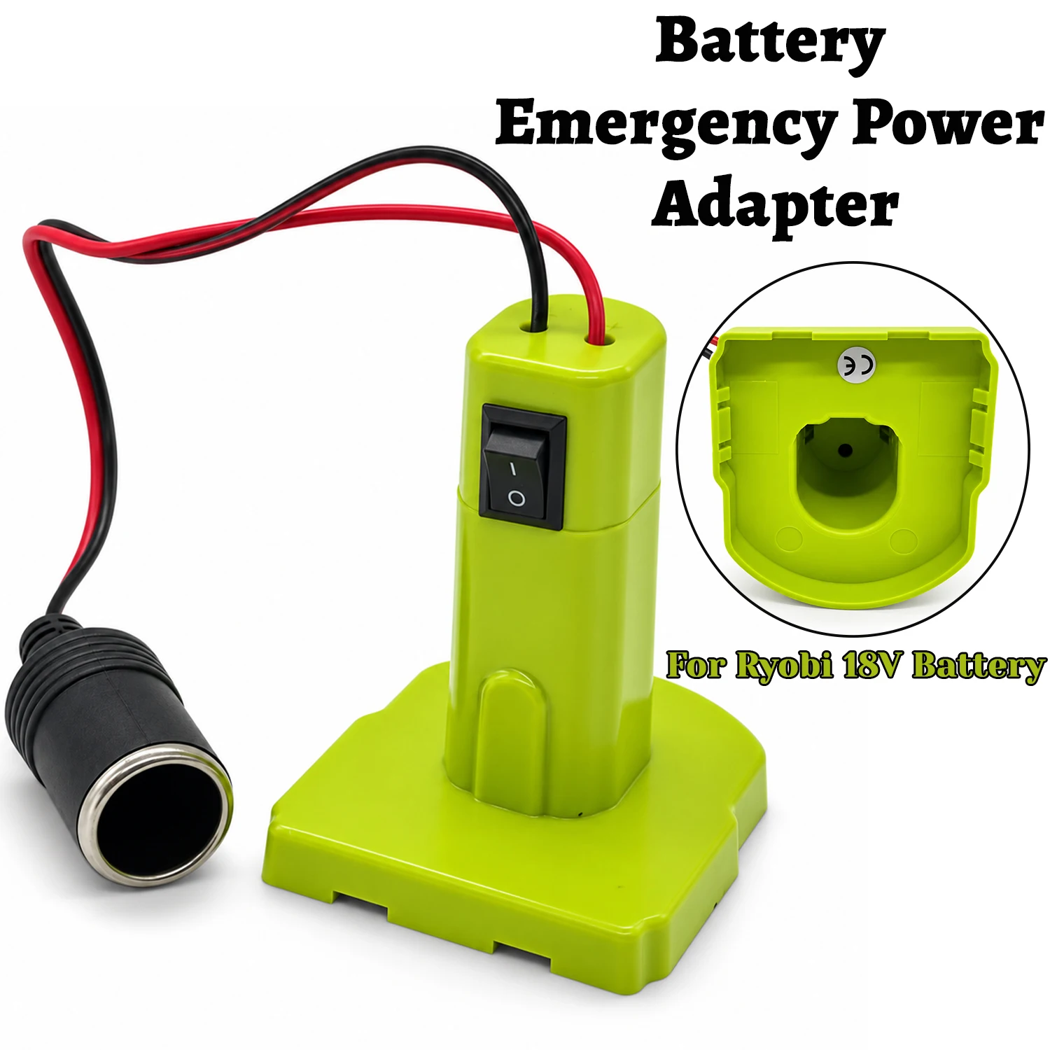 For Ryobi 18V Li-ion Battery Emergency Power Adapter,12AWG Wire with Cigarette Lighter Port,10A Step Down Converter for RC Car
