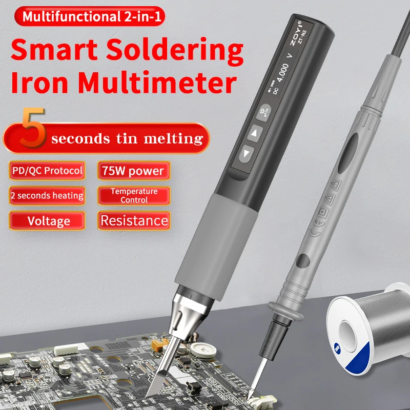 New Arrival ZT-N2 Smart Electric Soldering Iron PD 75W Type-C LED D isplay Soldering Iron With Battery Powered Pen