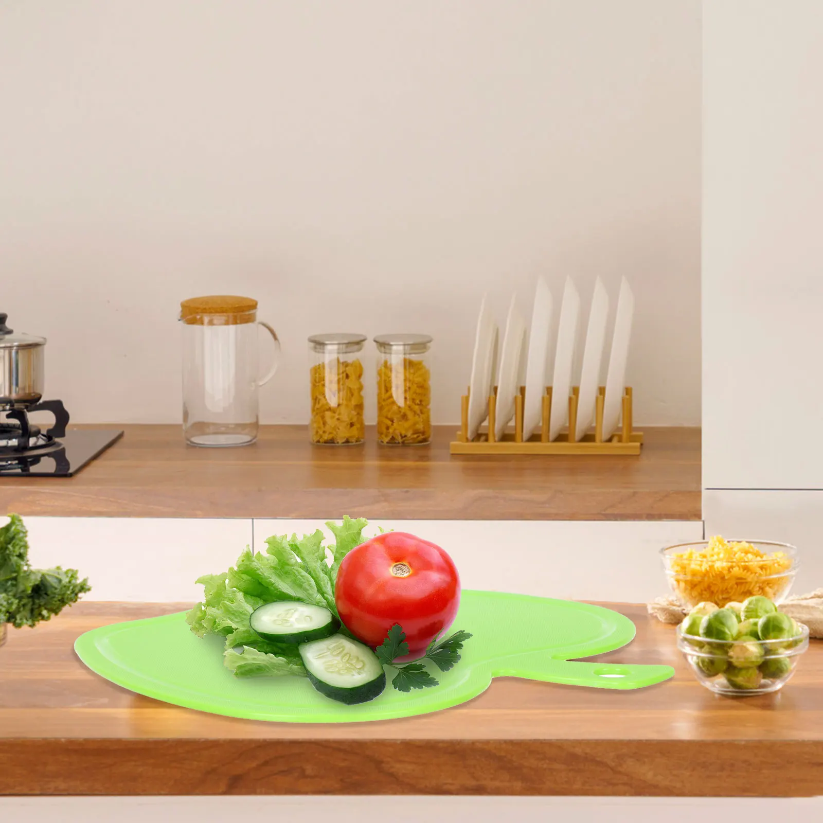 

2Pcs Apple Shaped Cutting Boards Green High Density Kitchen Tool Heat Resistant No Smell Easy Clean Fruit Meat Chopping