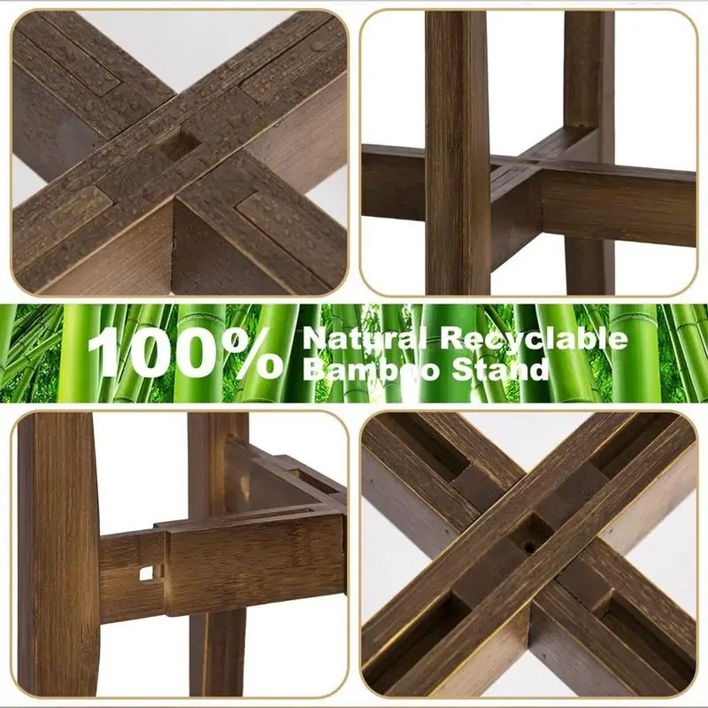 Adjustable Plant Stands for Indoor Plants Plant Pot Stand Floor Type Cross Bamboos Flower Stand Stable for Indoor Outdoor