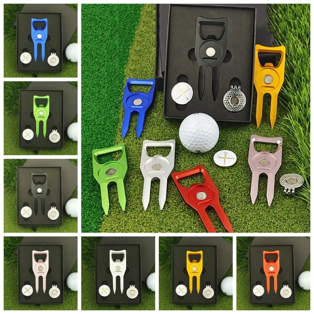 Green Fork Green Fork Marker Set Golf Cap Clip Detachable Golf Ball Fork Multi-functional Marker Golf Ball Marker Hat Clips