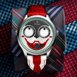 Fashion Russia Joker Quartz Watches for Men Casual Funny Round Luminous Men's Wristwatch Hot Sale Leather Strap Silver montre