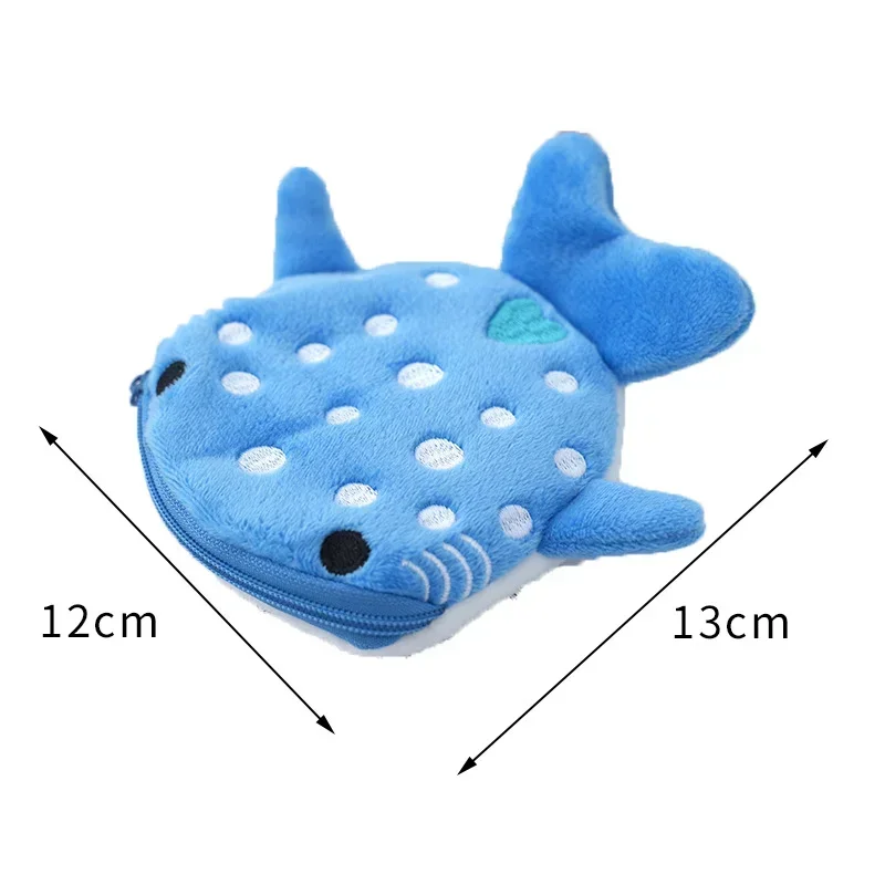 New Cartoon Shark Plush Zero Wallet Coin Bag Plush Animal Wallet For Women Kids Zipper Coin Bag Cute Pendant Data Cable Package