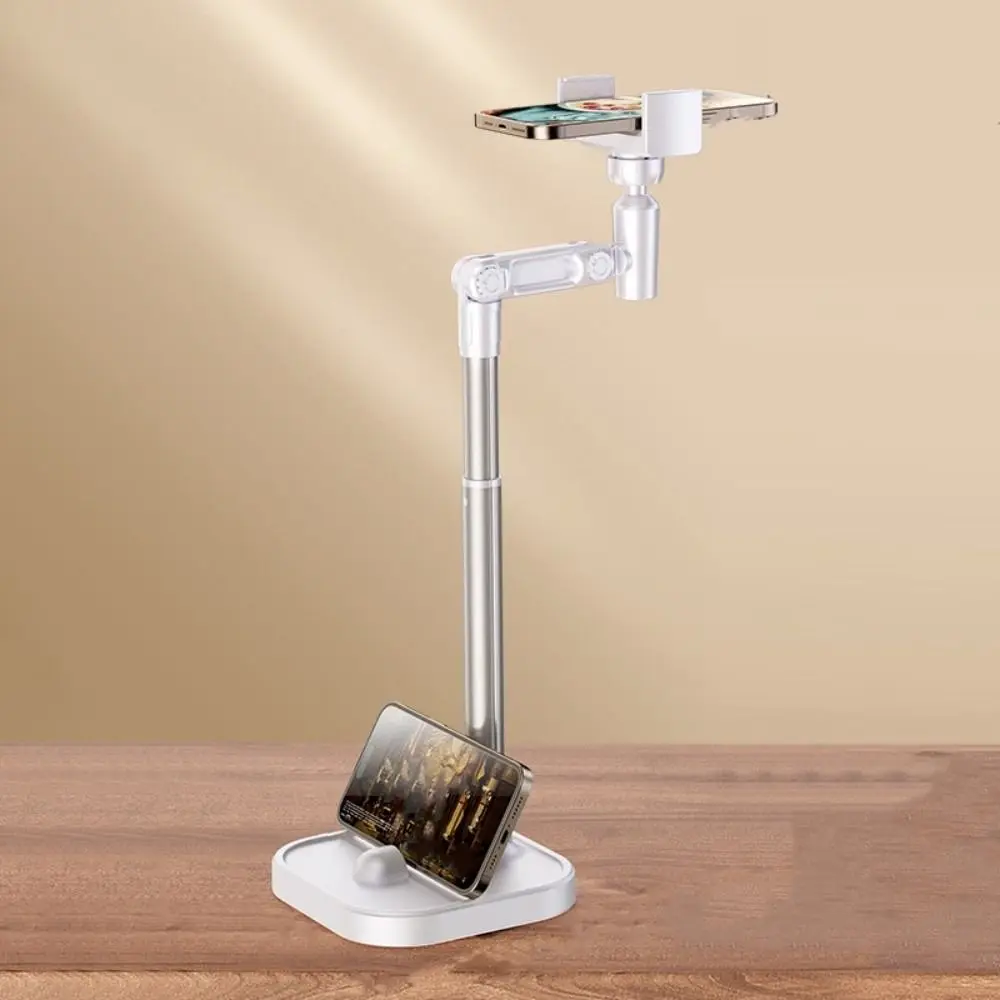 

2 in 1 Telescopic Phone Stand Overhead Adjustable Height Desktop Phone Holder Universal Metal Mobile Phone Bracket