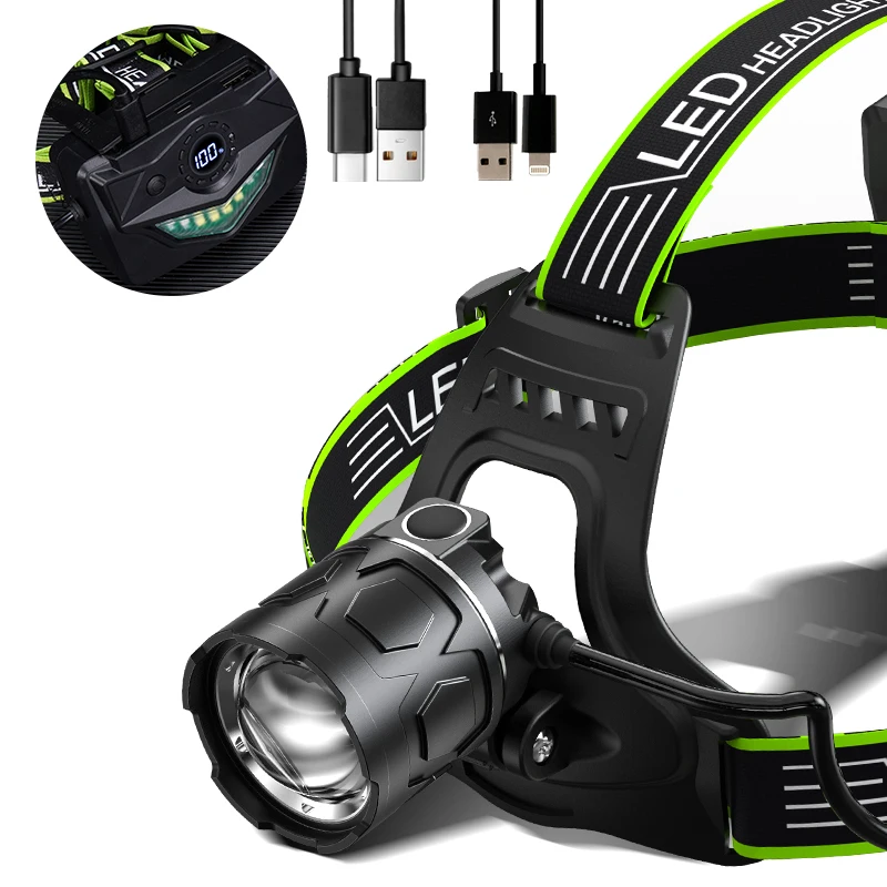 

30W LED Headlamp Fishing Headlight 3 Modes Zoomable Waterproof Super bright camping light Powered by 3x18650 batteries