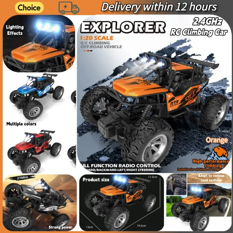 1:20 Remote Control Alloy Climbing Car 2.4G_Hz High-Performance RC Climbing Vehicle with Lights Toy Car for Kid‘s Festival Gifts