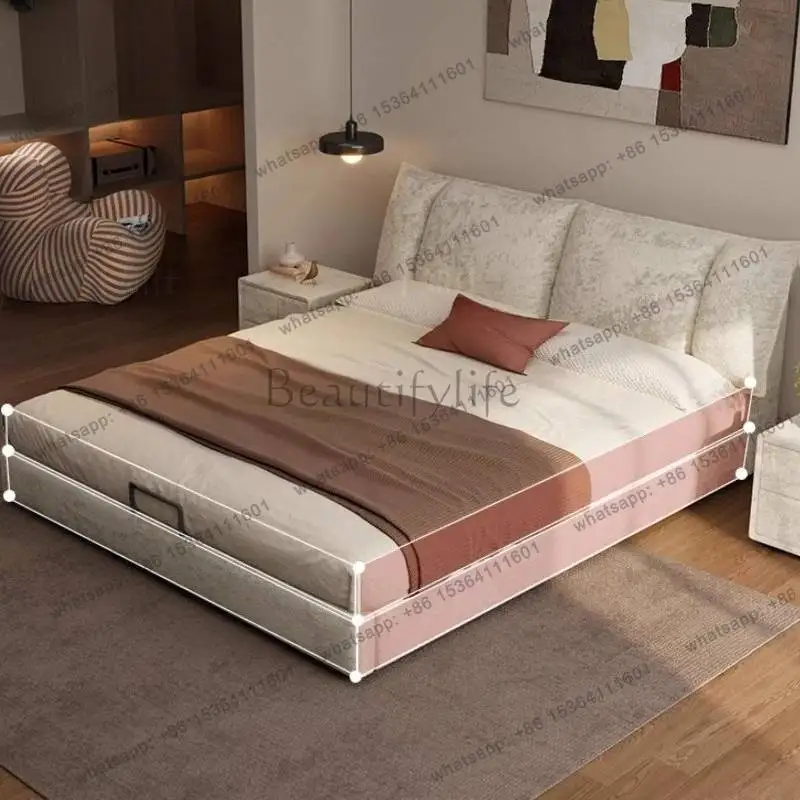 YJ Elegant Headboards Bed Frames Frame Guest House Storage Household Double Bed Headboards Mattress Letto Matrimoniale Furniture