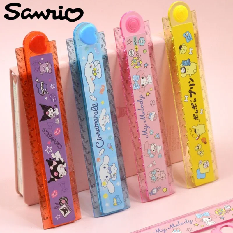 Sanrio New Anime Peripheral Kawaii Cute Cartoon Kulomi My Melody Cinnamon Roll Folding Ruler Creative Ruler Prize Gift Wholesale