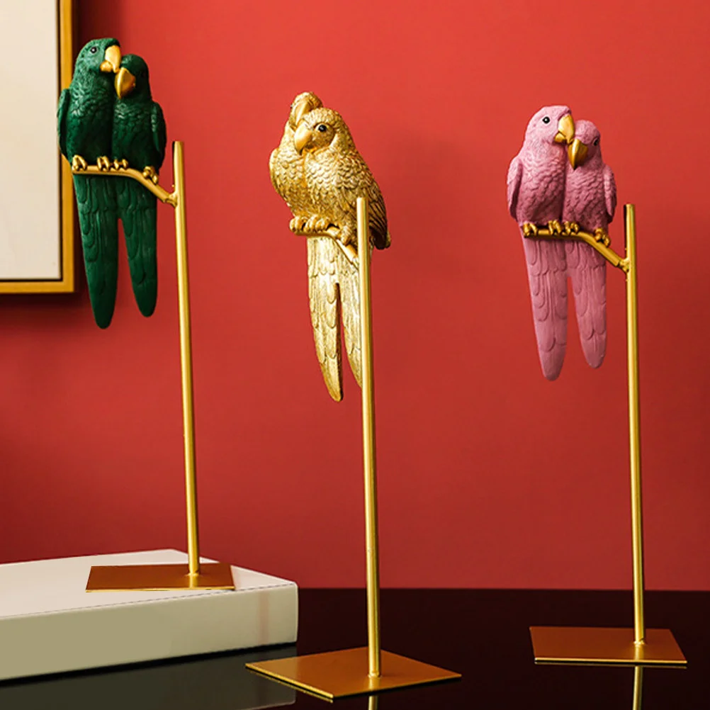 

Couple Parrot Desktop Decor Exquisite Material Home Ornament Photography Prop Parrot Tabletop Adornment