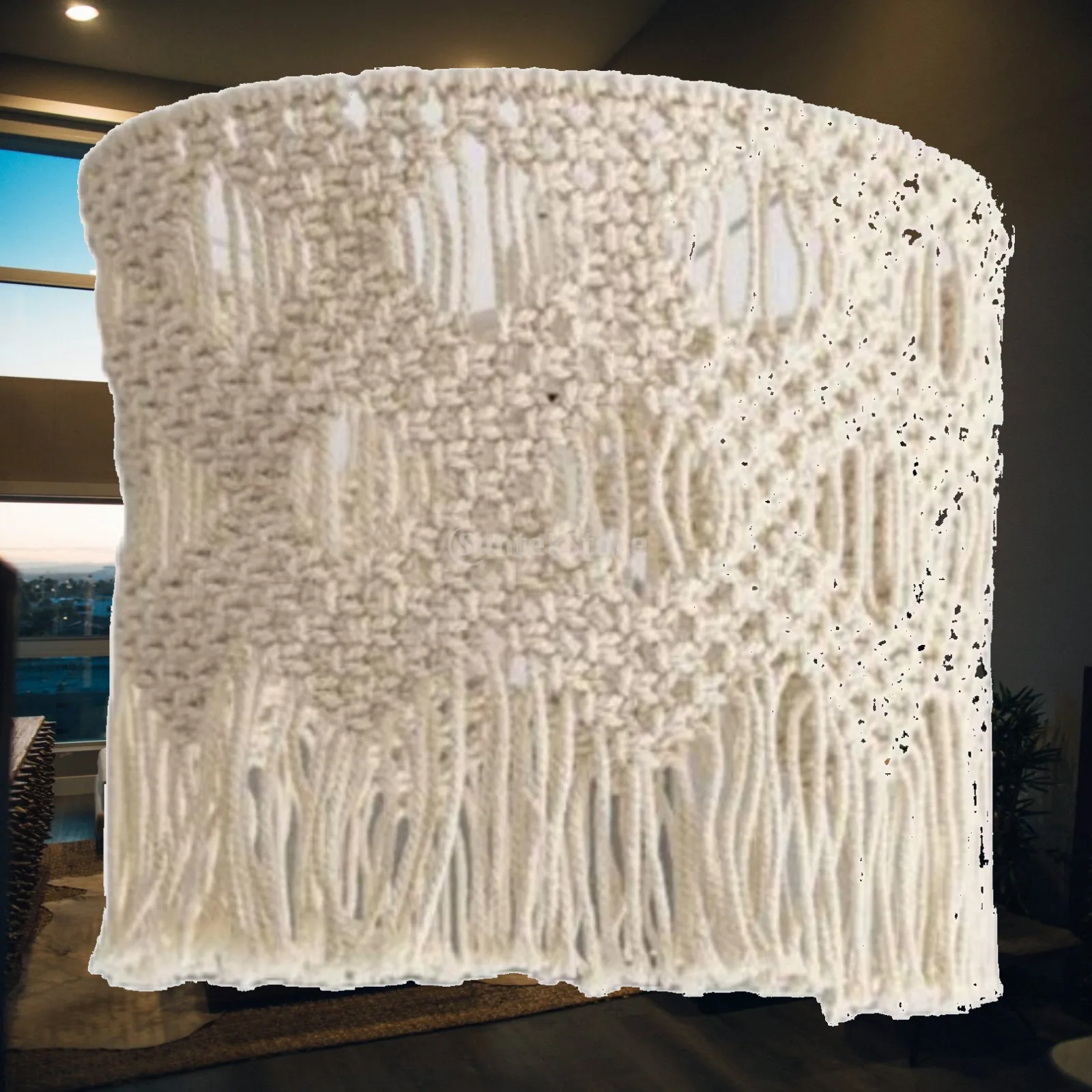 

Macrame Lampshade Bulb Guard Home Decor Light Shade Handmade Woven with Tassel for Dining Room Office Dorm Bedroom Bathroom