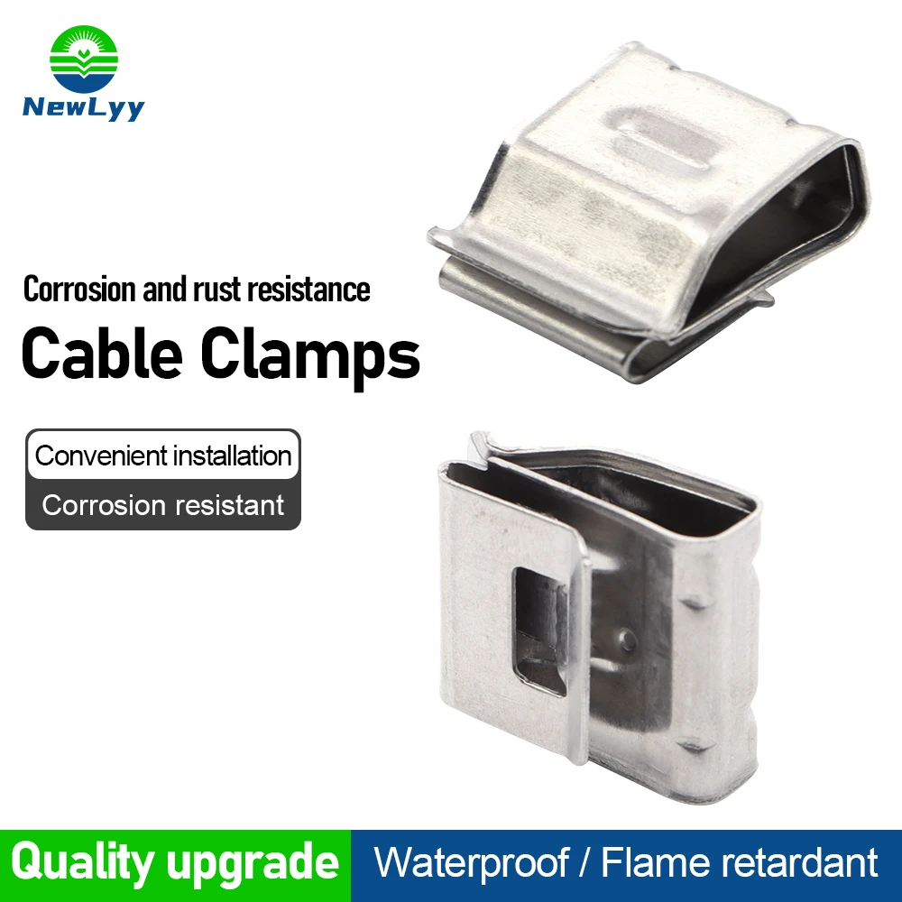 10pcs Solar Photovoltaic Cable Clamp Stainless Steel Cable Trailer Clamps Clip Solar Street Light Wiring Cable Clamp image 2