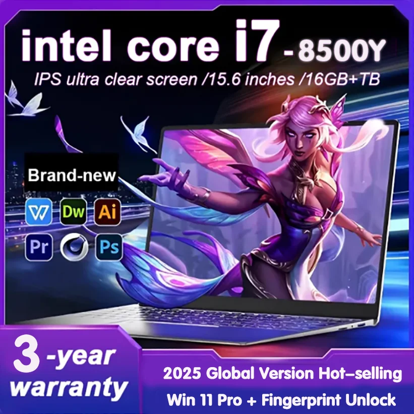 

Лидер продаж, 15,6-дюймовый ноутбук с Windows 11, Intel Core i7 8500Y, 16 ГБ ОЗУ, 1 ТБ SSD, учебные ноутбуки, офисный ноутбук