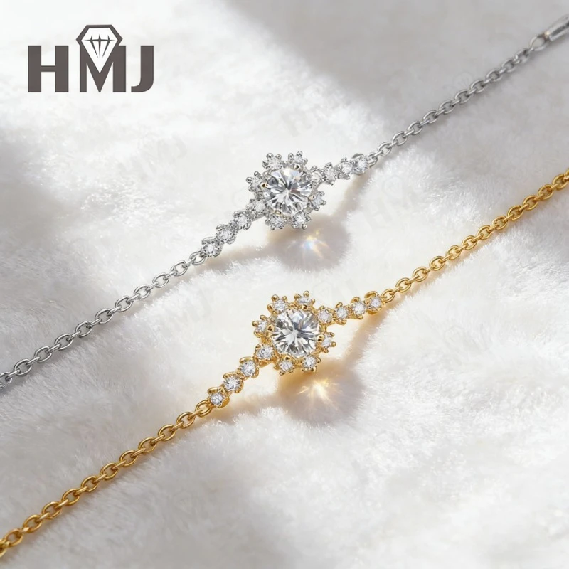 D-Farbe, 925er-Sterlingsilber-Armband, Moissanit, runder Schliff, versilbert, Weißgold, Modeschmuck, Geschenk für Frauen, Jahrestag – Detail 6