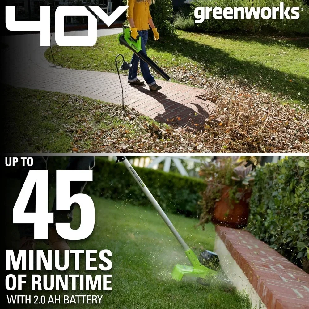 40V Cordless String Trimmer and Leaf Blower Combo Kit, 2.0Ah Battery and Charger Included