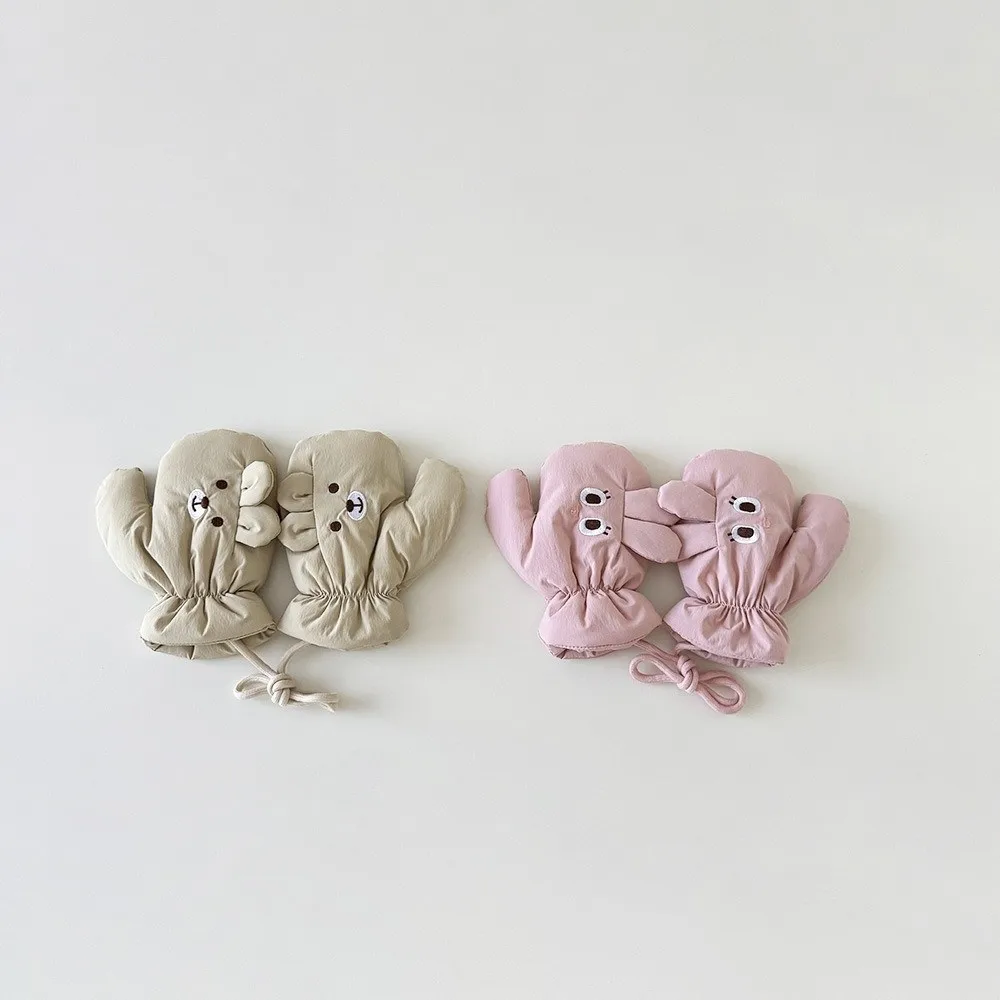 패션 귀여운 만화 곰 전체 손가락 장갑 두꺼운 방풍 따뜻한 장갑 방한 장갑 어린이