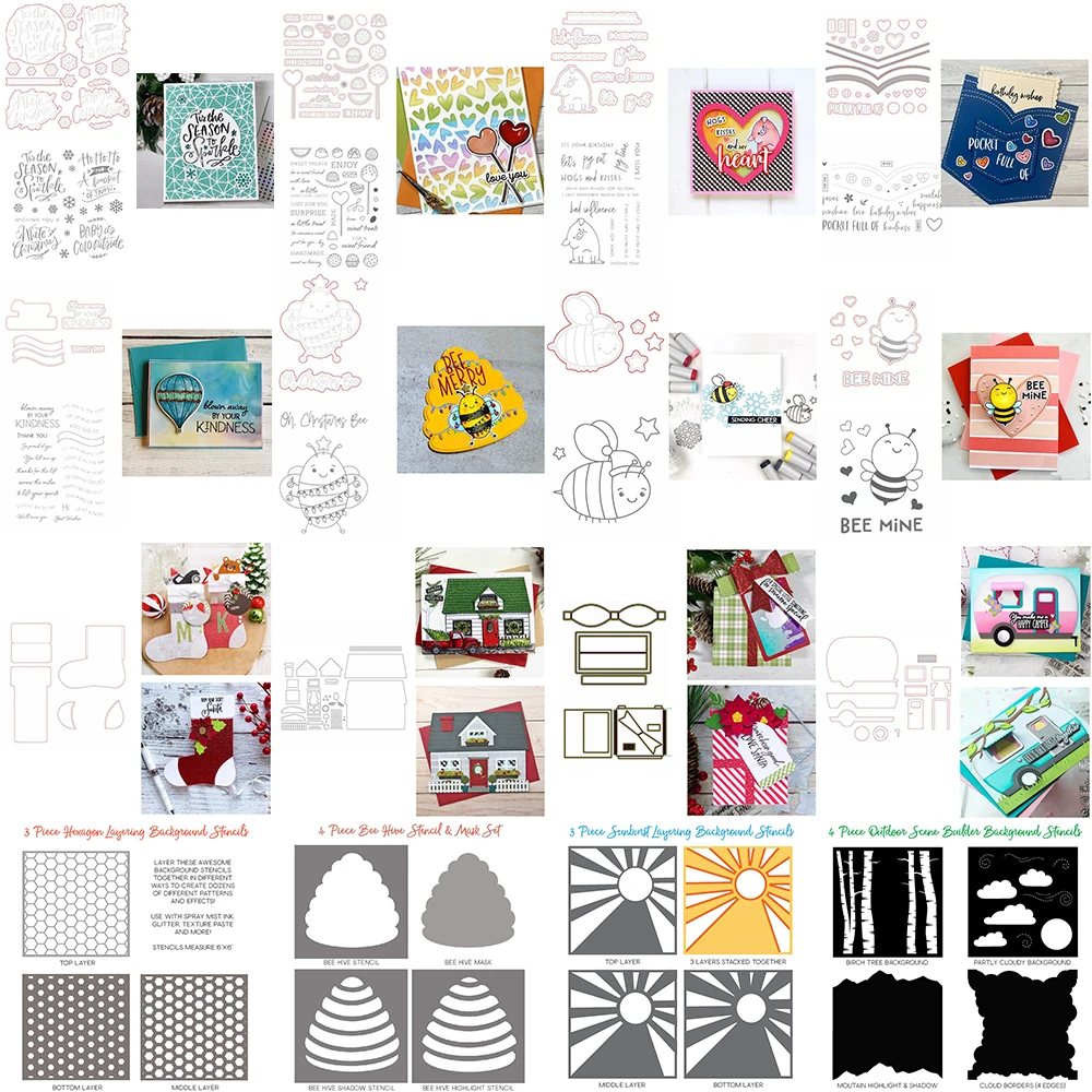 E1-E92 DIY Scrapbooking Album Paper Card Decoration Craft Making Template