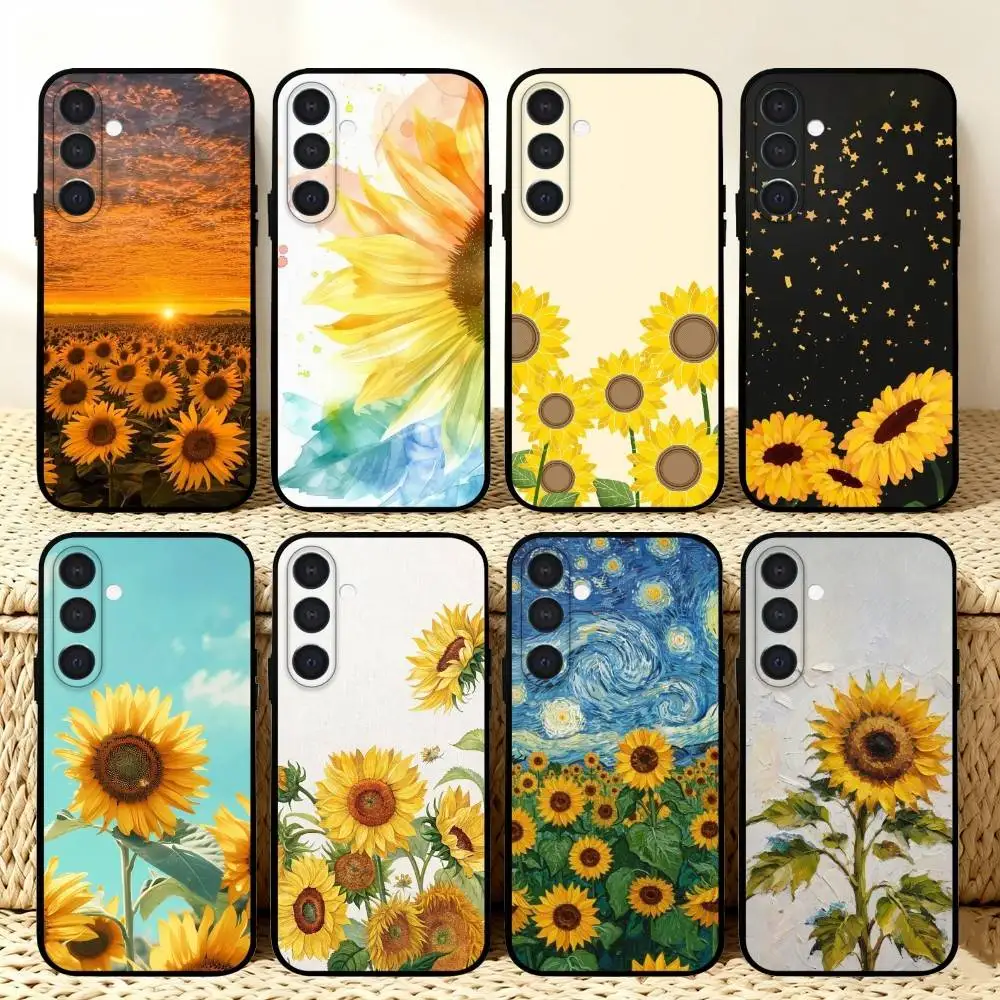 

S-Sunflowers P-Printed Phone Case For Samsung A73,72,71,53,52,51,22,91,80, Soft Black Cover