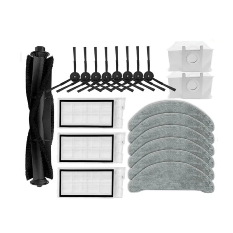 Rolo Escova para Varrer Robô, Borda Escova, Filtro Tela, Saco De Pó, Mop, Tela, Adequado para Roidmi RUIMI Eva Plus, Acessórios