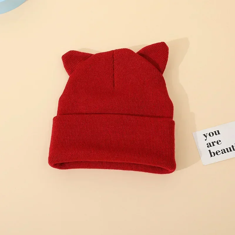 New Spring Autumn Warm Cat Ear Hat Toddler Kawaii Beanie Caps for Boys Girls Elastic Baby Hat for 1-5 Year Clothes Accessories