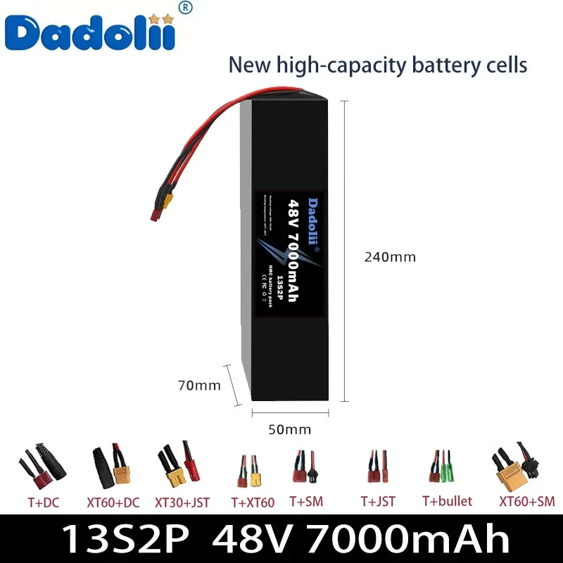 

New 18650 battery pack 13S2P 48V7000mAh power battery pack supports 20A continuous discharge, suitable for scooters under 1000W