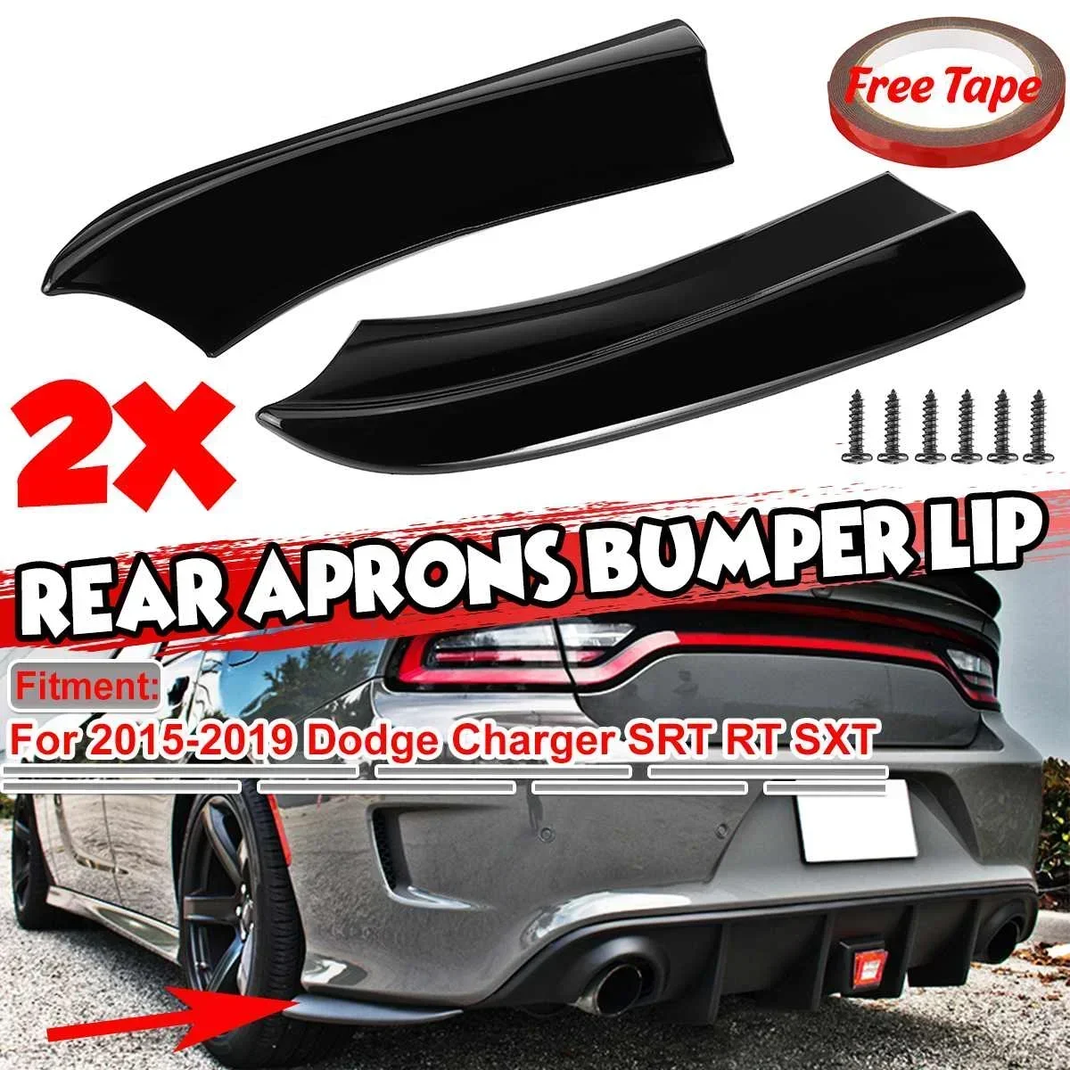 2Pcs Car Side Rear Bumper Lip Diffuser Lip Spoiler Guard Protector For Dodge For Charger SRT RT SXT 2015 2016 2017 2018 2019