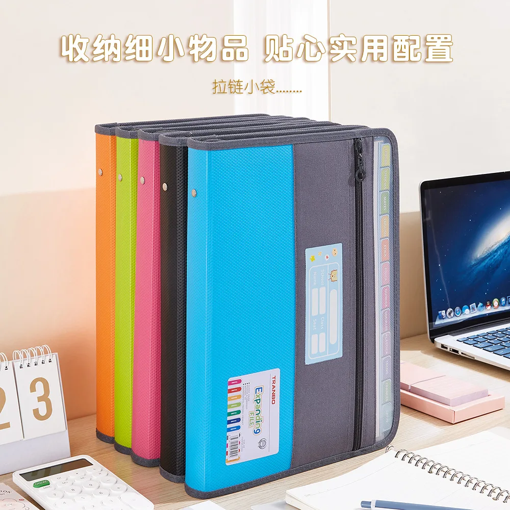 Accordion File Organizer with Safe Zipper, 13 Pocket Expanding File Folder with Front Pencil Pouch, School Office Supplies 4
