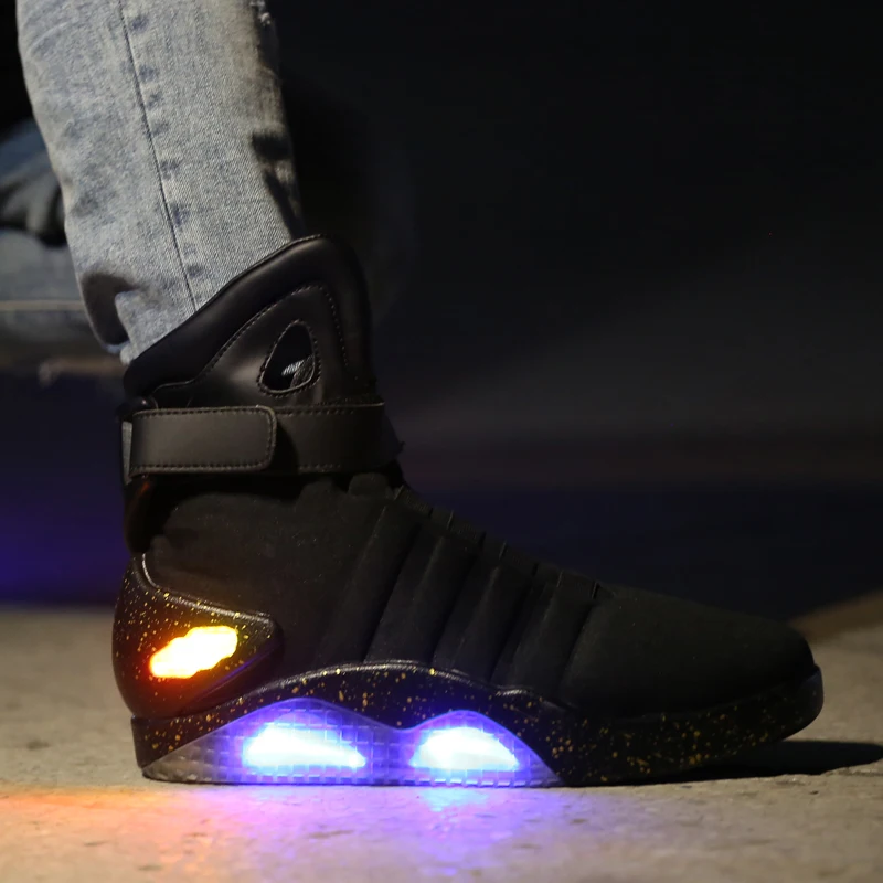 Men Basketball Shoes Led light shoes men sneakers "Back to Future" led glowing shoes for men COsplay high top shoes