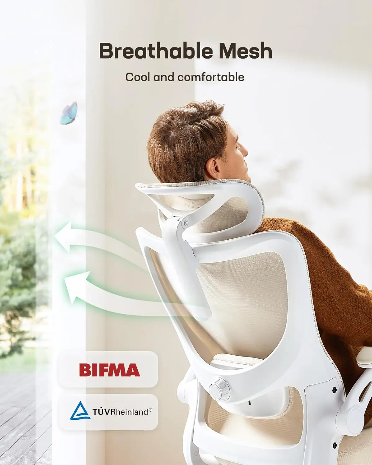 Ergonomic Office Chair: Office Computer Desk Chair with High Back Mesh and Adjustable Lumbar Support Rolling Work Swivel Task Ch