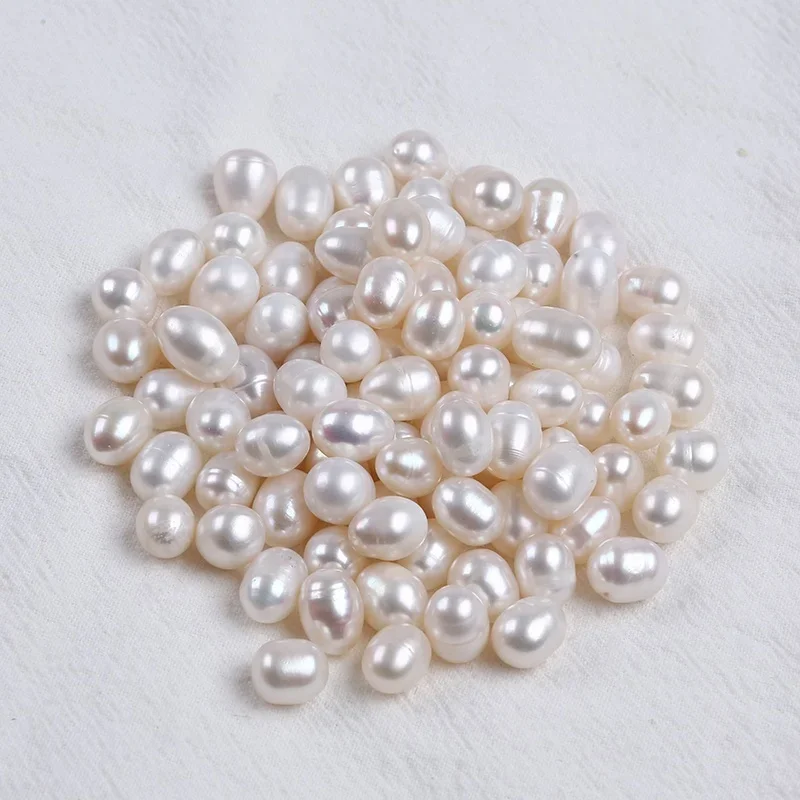 Wholesale 7.3-8.3mm natural white rice freshwater loose pearls beads for DIY jewelry making