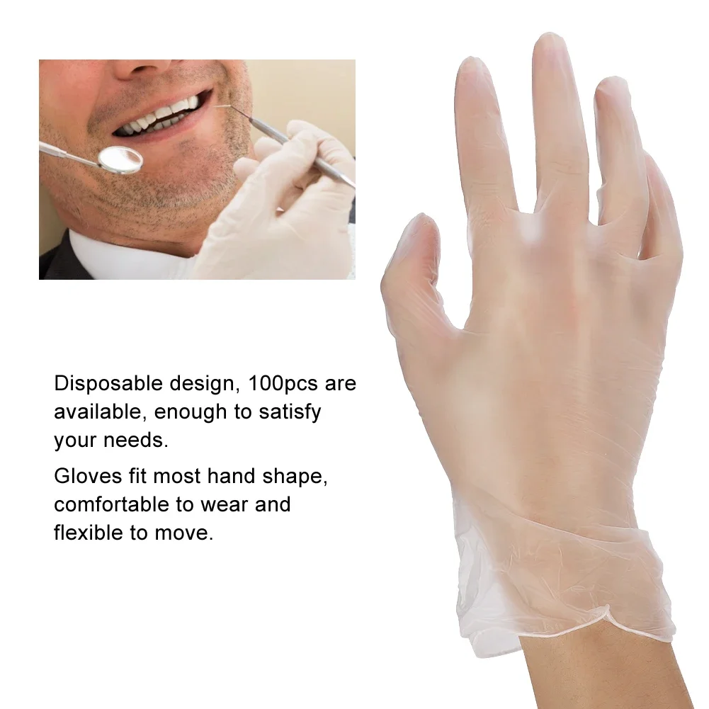 100Pcs Disposable Latex Examination Glove Dental Food Grade Beauty Salon Home Gloves Reduce Hand Contact With Bacteria Pollutant