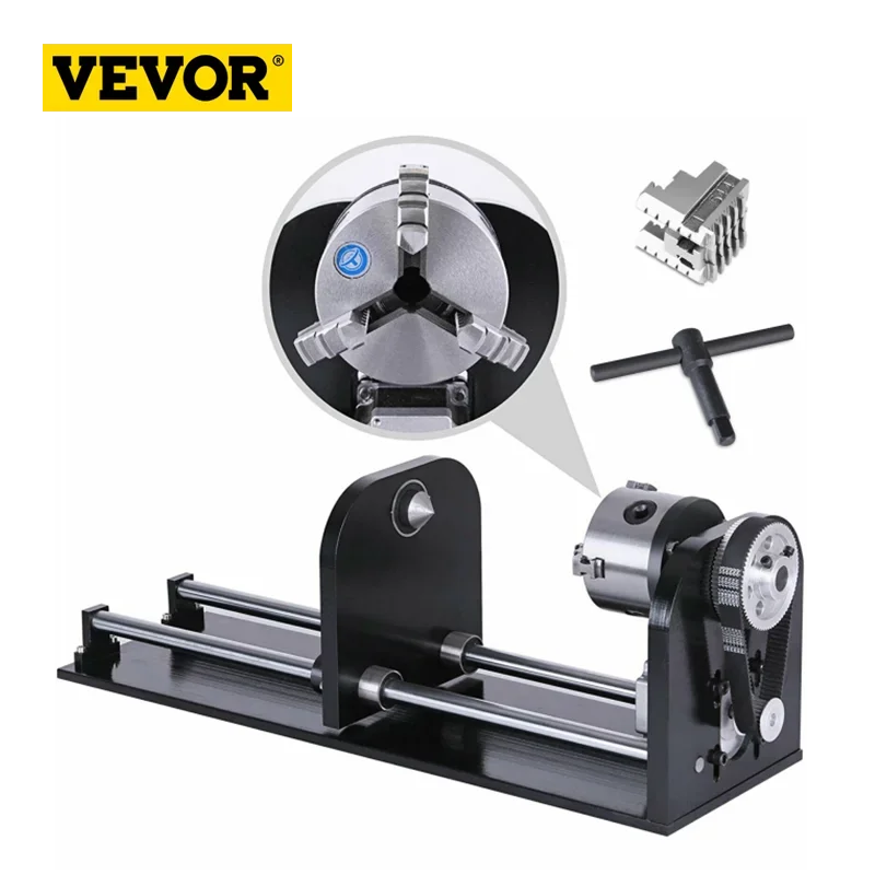 VEVOR 2.07V DC CNC Router Rotary Axis Rotary Attachment Laser Rotary Axis Accessory 230mm Track Excellent Motor