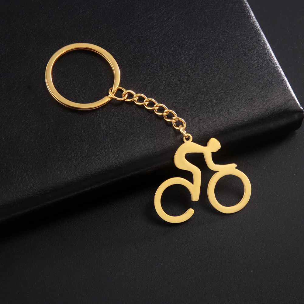 Cooltime Bike Bicycle Keychain Metal Key Chains for Men Sports Cycling Riding Key Rings Stainless Steel Keyring Jewelry Gift
