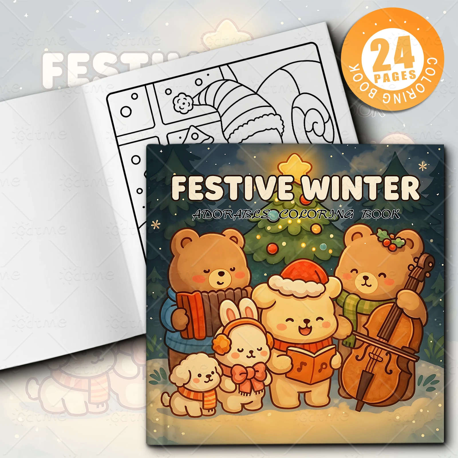 FESTIVE WINTER Niedliches und bequemes Malbuch für Erwachsene, süßes Zeichenbuch, perfektes Geschenk für Party und Geburtstag – Detail 1