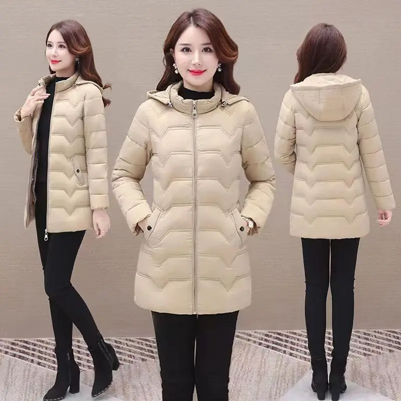 Women Winter Coat Thick Cotton Parka with Stand Collar Casual Female Jacket Warm Outwear Mother\'s Fashion Tops New 2024 Overcoat