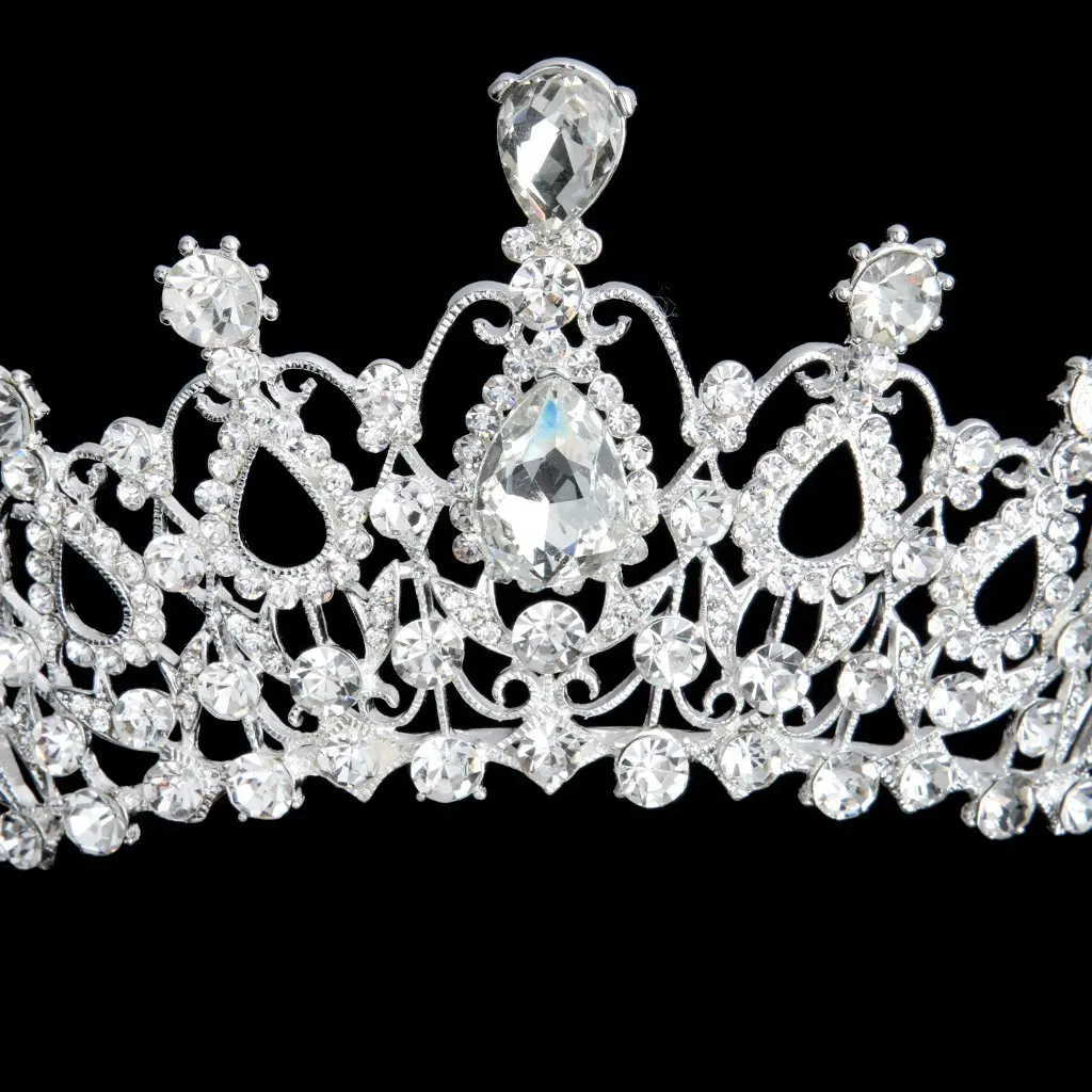 

Wedding Bridal Rhinestone Crystal Hairband Alloy Teardrop Tiara Headpiece Silver for Prom Engagement Party Pageant Anniversary