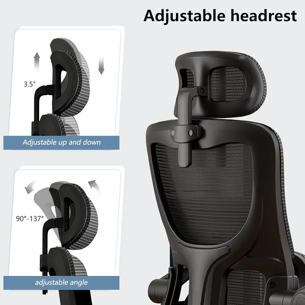 Mesh Office Chair High Ba Ergonomic Desk Chair With Lumbar Support And Flip Up Armrest Adjustable Headrest For Bla Home Office