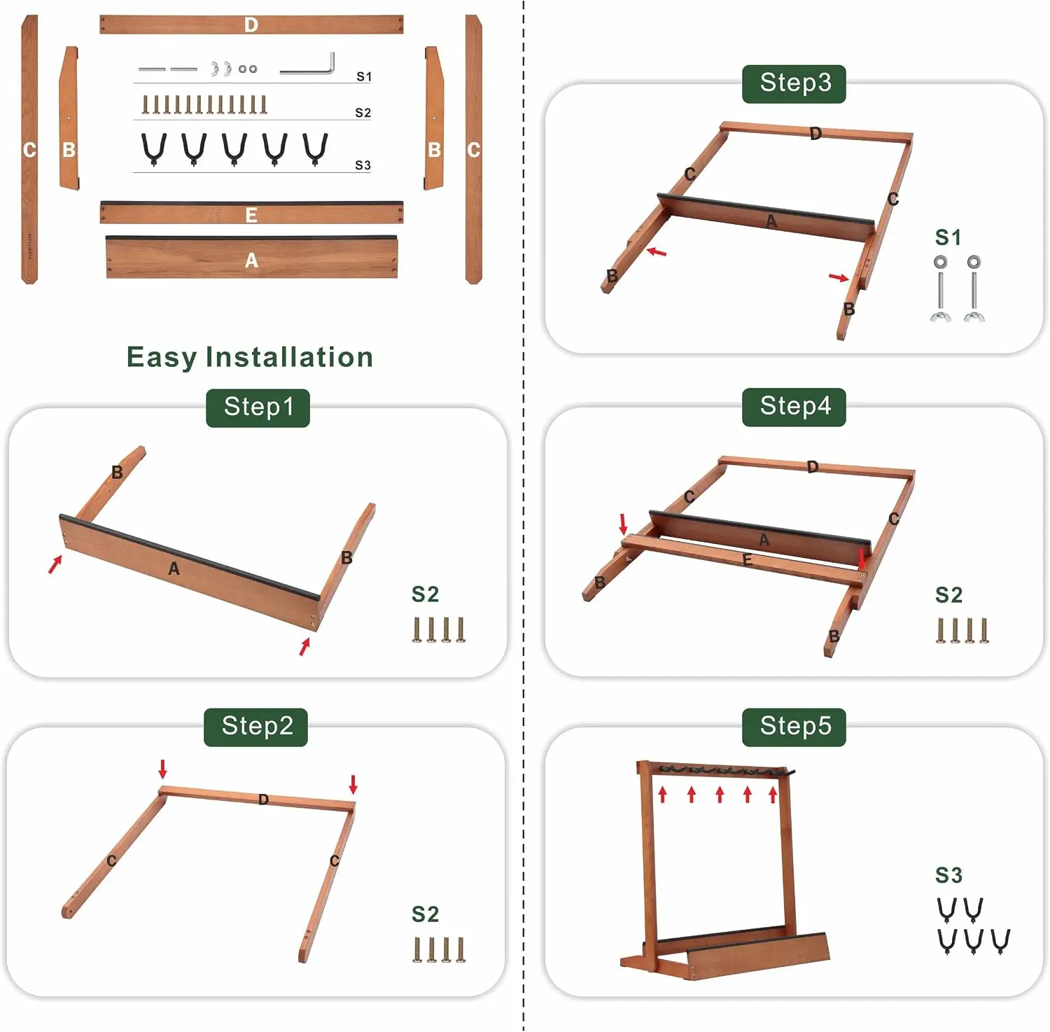 5 Holder Wooden Multiple Guitar Stand Floor Storage Rack For Acoustic Electric Bass Guitars Cello And Cases Natural German Ash Wood Display Organizer Brown 1 Pack view 5