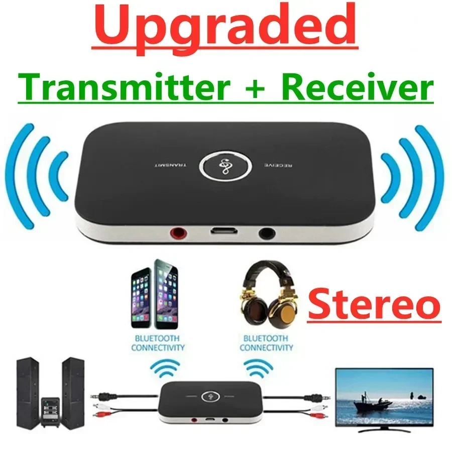 

Upgraded Bluetooth 5.0 audio transmitter receiver RCA 3.5mm AUX jack music wireless adapter, suitable for car PC TV headphones